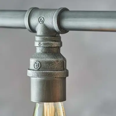 Pipe 3 Light Industrial Sytle Pendant in Pewter Finish