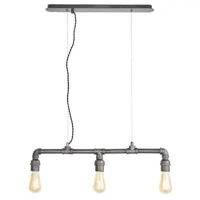 Pipe 3 Light Industrial Sytle Pendant in Pewter Finish