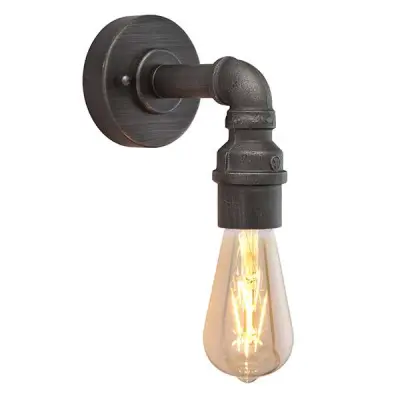 Pipe Single Industrial Wall Light in Pewter Finish