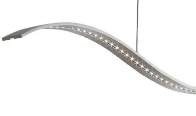 Satin Silver Led Wavy Bar Light With Clear Glass