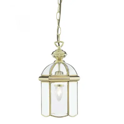 Searchlight 5131PB Polished Brass Lantern with Bevelled Domed Glass Shade
