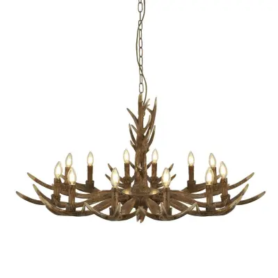 Searchlight 6416-12BR Stag 12 Light Antler Pendant Brown