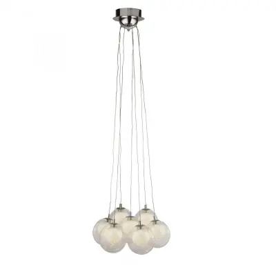 Searchlight 6867-7CC Cluster 7 Light Led Ball Pendant  Chrome With Clear Glass & Crystal Sand Balls