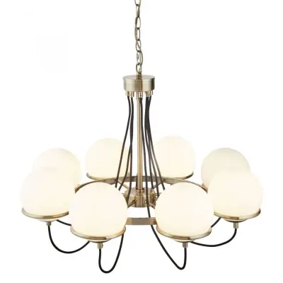 Searchlight 7098-8AB Sphere 8 Light Ceiling Antique Brass With Opal Shades