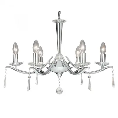 Searchlight 7956-6CC Arabella 6 Light Chrome Chandelier with Crystal Drops