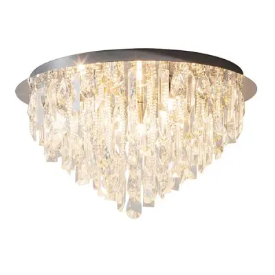 Siena 5 Light Flush Fitting with Clear Crystal Glass