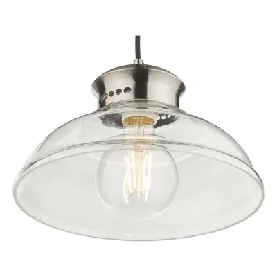 Siren Single Antique Chrome Pendant with Clear Glass Shade