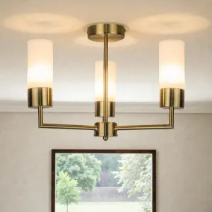 Talia 3 Light Satin Brass Semi Flush Fitting