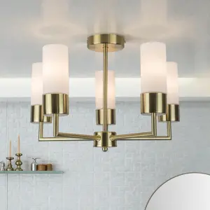 Talia 5 Light Satin Brass Semi Flush Fitting
