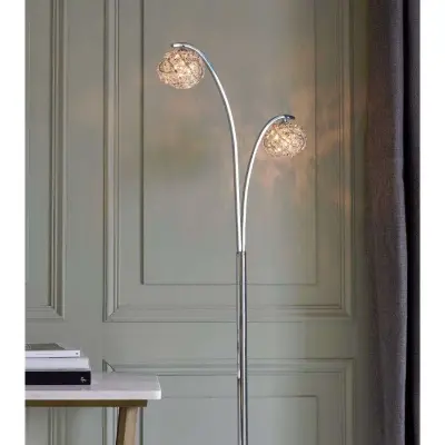 Talia Chrome & Crystal 2 Light Floor Lamp