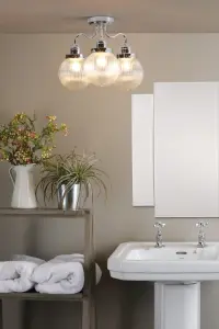 Tamara 3 Light Semi Flush in Polished Chrome IP44