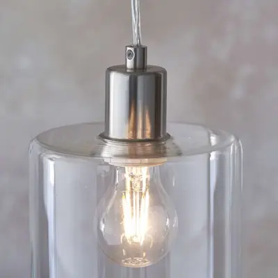 Toledo Brushed Nickel Pendant with Clear Glass Head