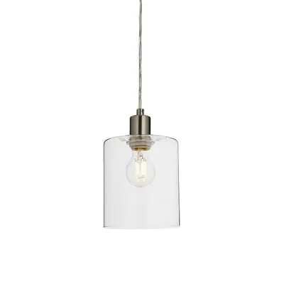 Toledo Brushed Nickel Pendant with Clear Glass Head