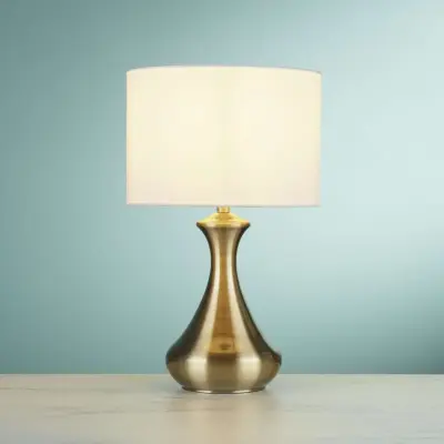 Touch Lamp Antique Brass With Cream Shade
