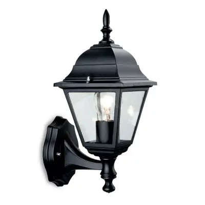 Traditional Uplight Black Coach Outdoor 4 Panel Lantern
