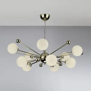 Ursa 10 Light Gold & Opal Glass