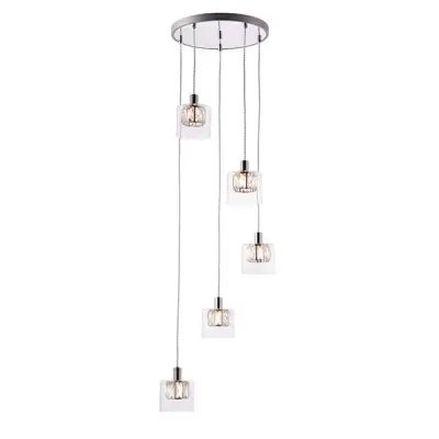 Verina 5 Light Pendant in Chrome with Clear Glass