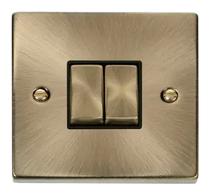 Antique Brass 2Gang 2way Switch Black Insert