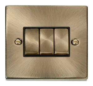 Antique Brass 3Gang 2way Switch Black Insert