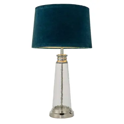 Winslet Hammered Glass Table Lamp C/W Teal Shade