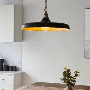 Marie Matt Black & Satin Brass Single Pendant