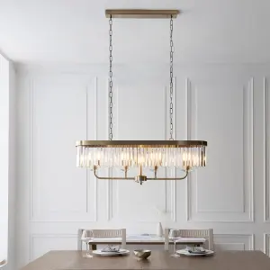 Carol Antique Brass & Crystal Linear Pendant