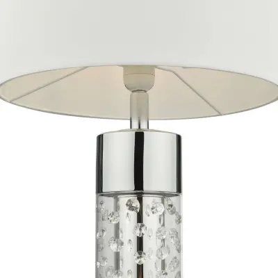 Yalena Large Table Lamp Polished Chrome & Glass C/W Shade