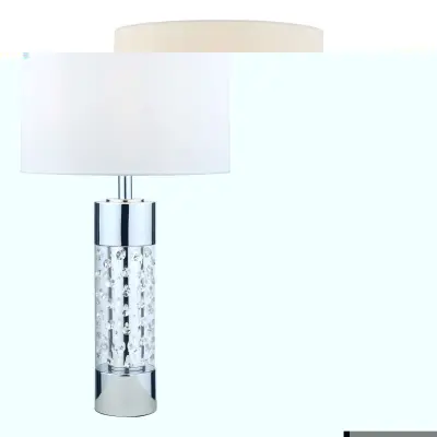 Yalena Large Table Lamp Polished Chrome & Glass C/W Shade