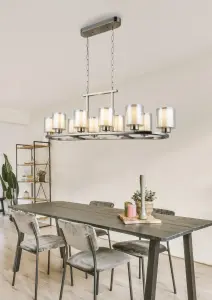Yara 10 Light Satin Chrome Bar Pendant