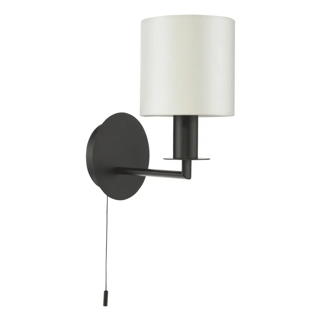 Tyler Matt Balck Wall Light C/W Ivory Shade