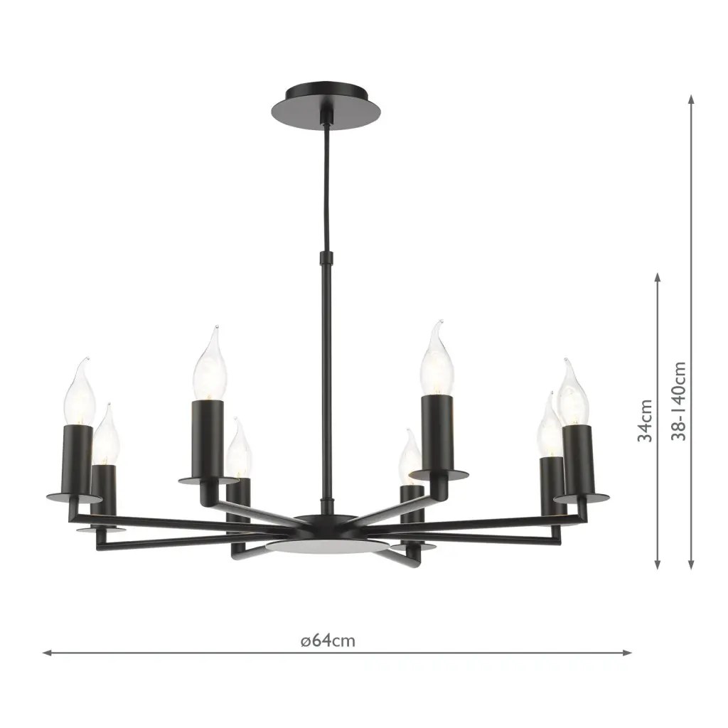Tyler 8 Light Matt Black Pendant
