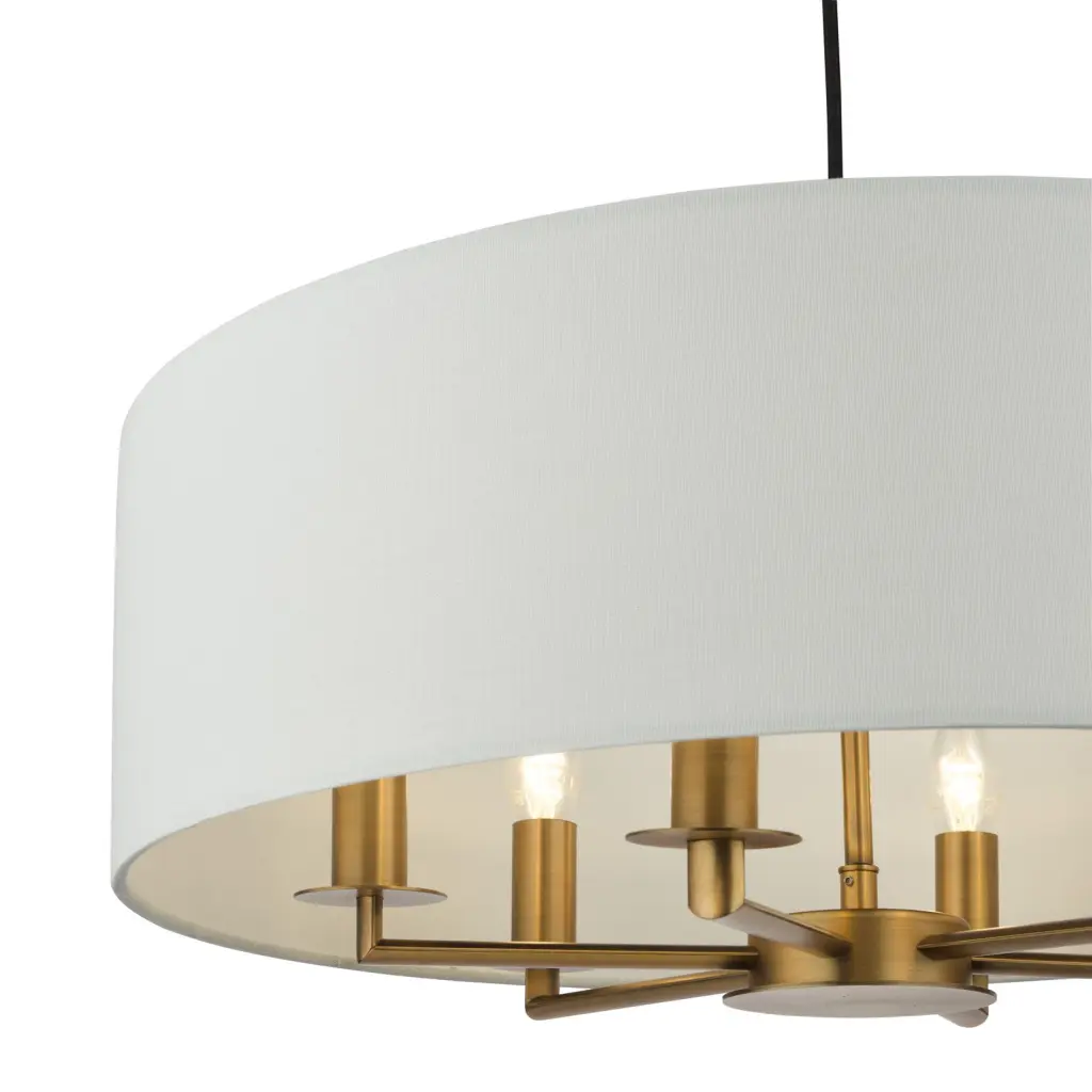 Tyler 6 Light Bronze Pendant C/W White Drum Shade