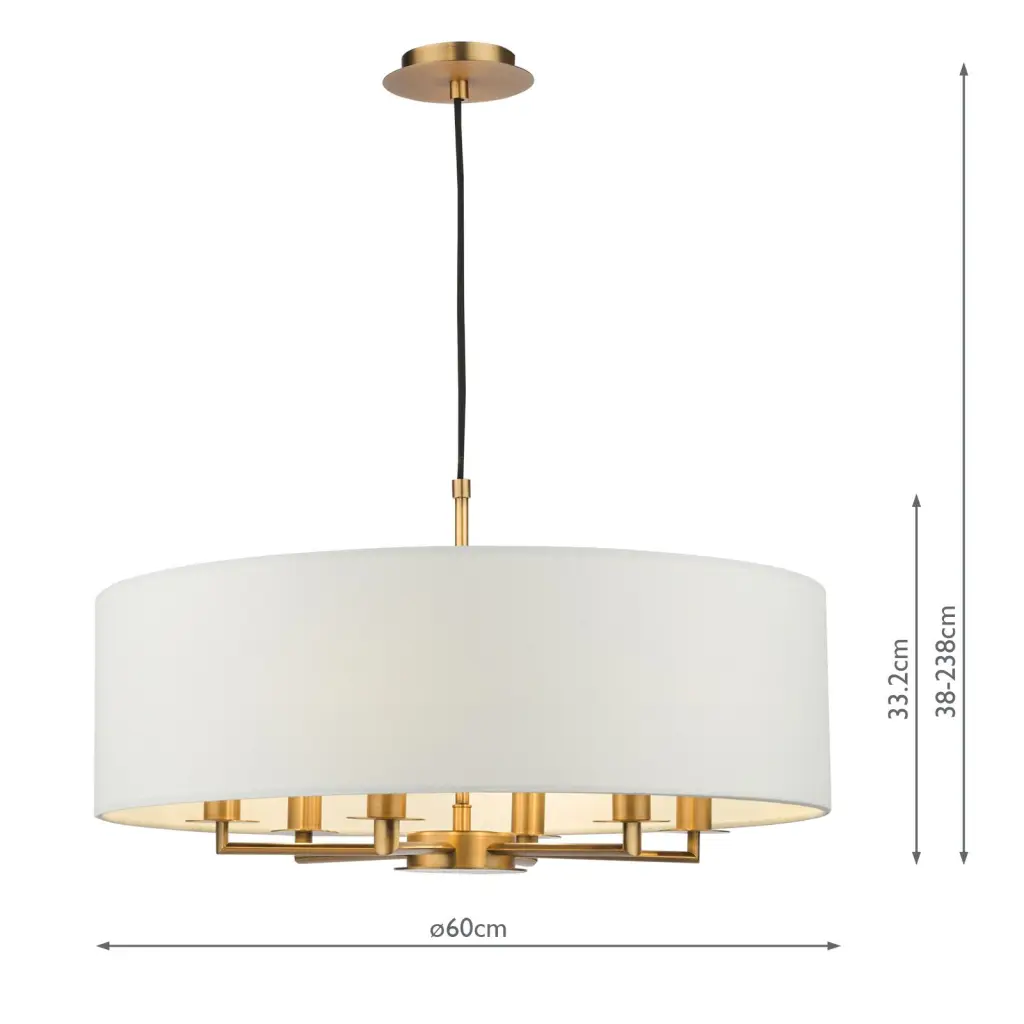 Tyler 6 Light Bronze Pendant C/W White Drum Shade