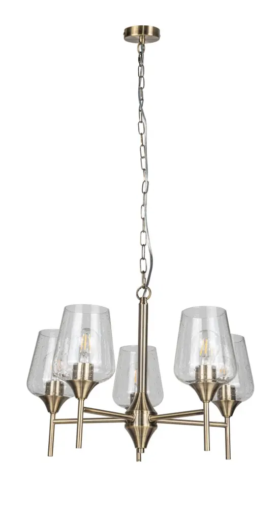 Vino 5 Light Antique Brass Pendant