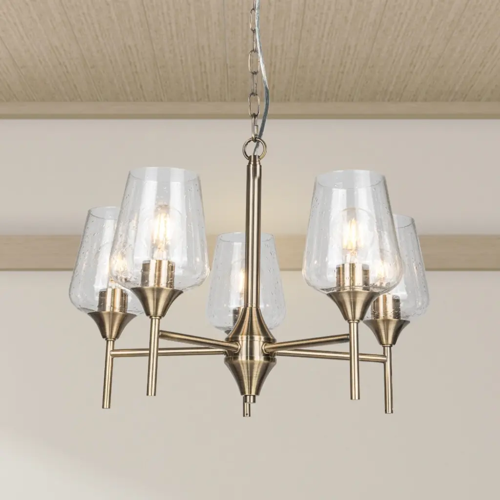Vino 5 Light Antique Brass Pendant