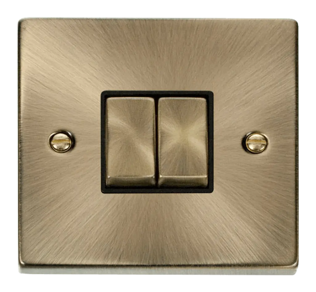 Antique Brass 2Gang 2way Switch Black Insert