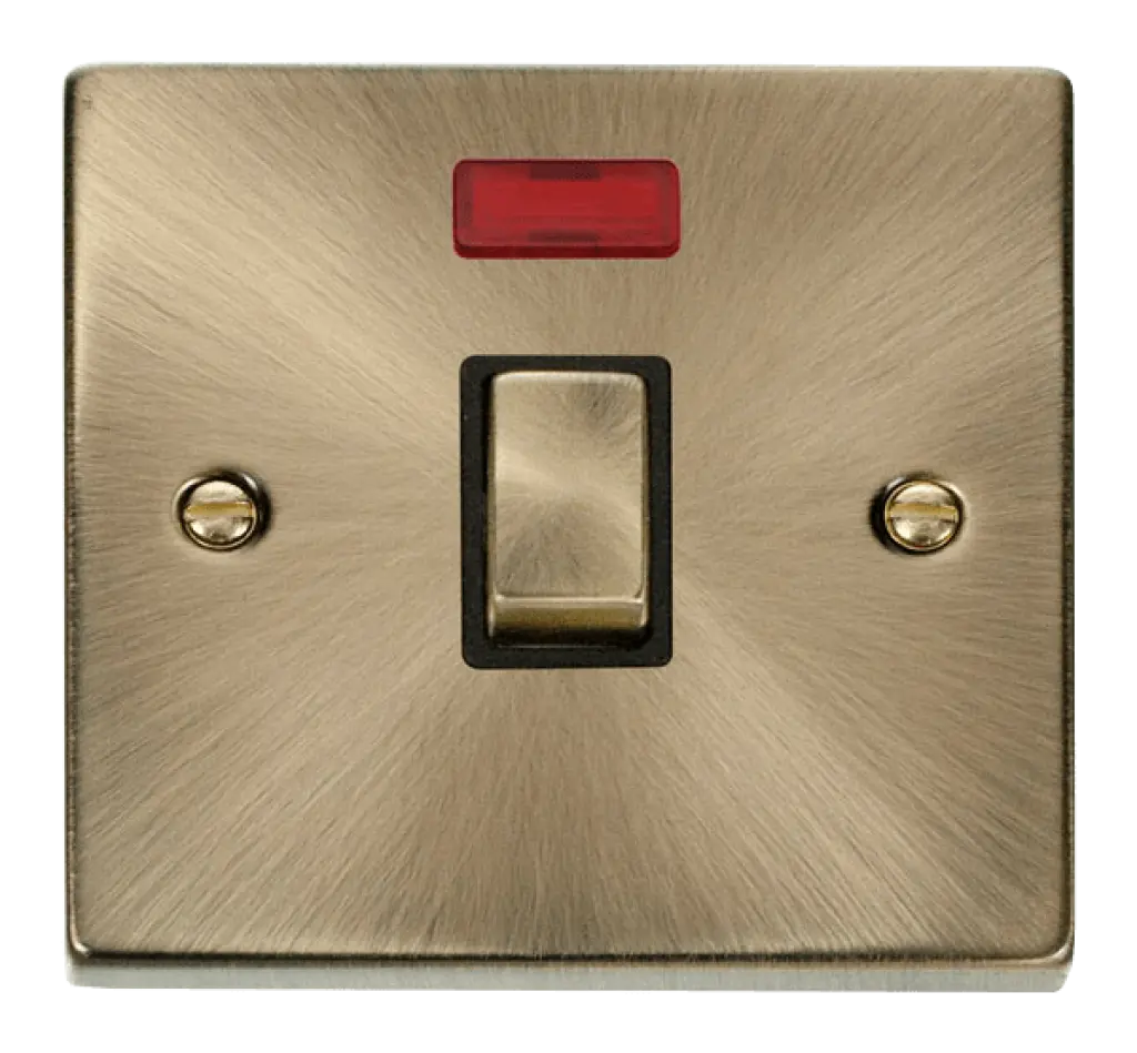 Antique Brass 20A DP Switch with Neon