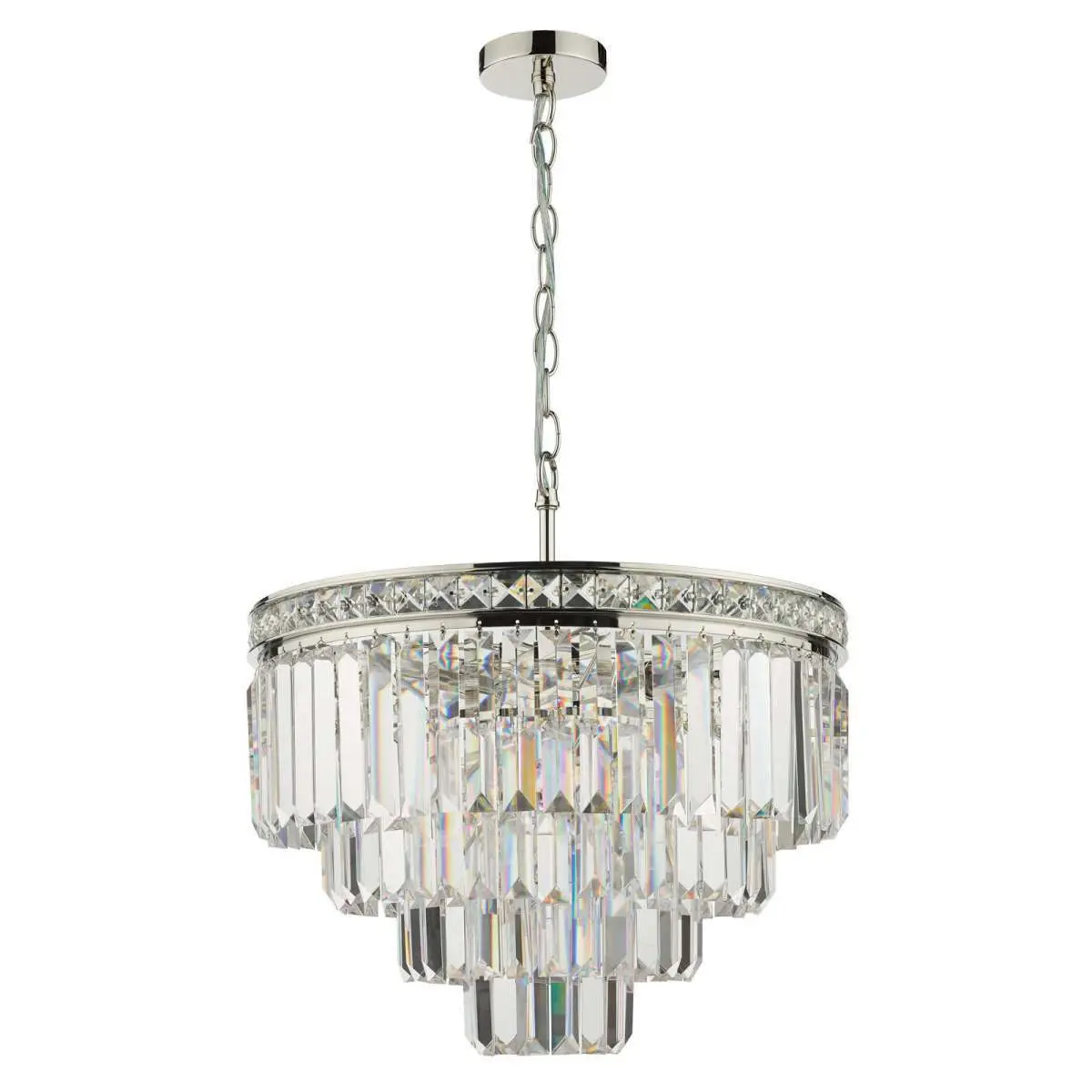 Vyana 4 Light 4 Tier Pendant Polished Nickel and Crystal Droppers