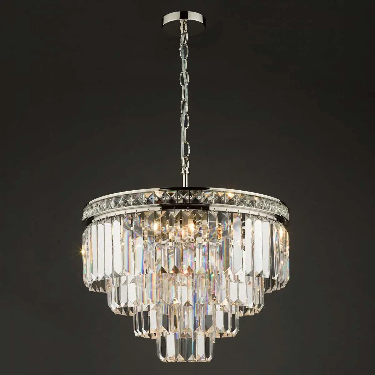 Vyana 4 Light 4 Tier Pendant Polished Nickel and Crystal Droppers