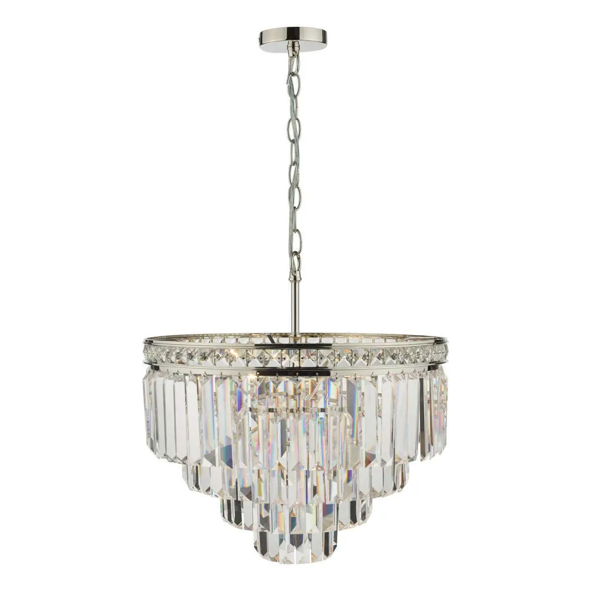 Vyana 4 Light 4 Tier Pendant Polished Nickel and Crystal Droppers
