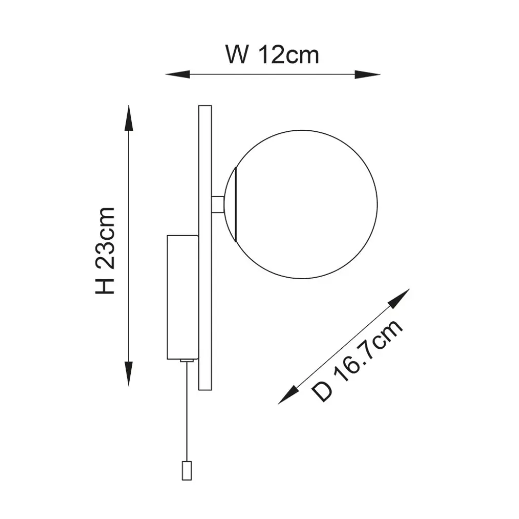 Stylish Right Angle Black Wall Light with Opal Shade