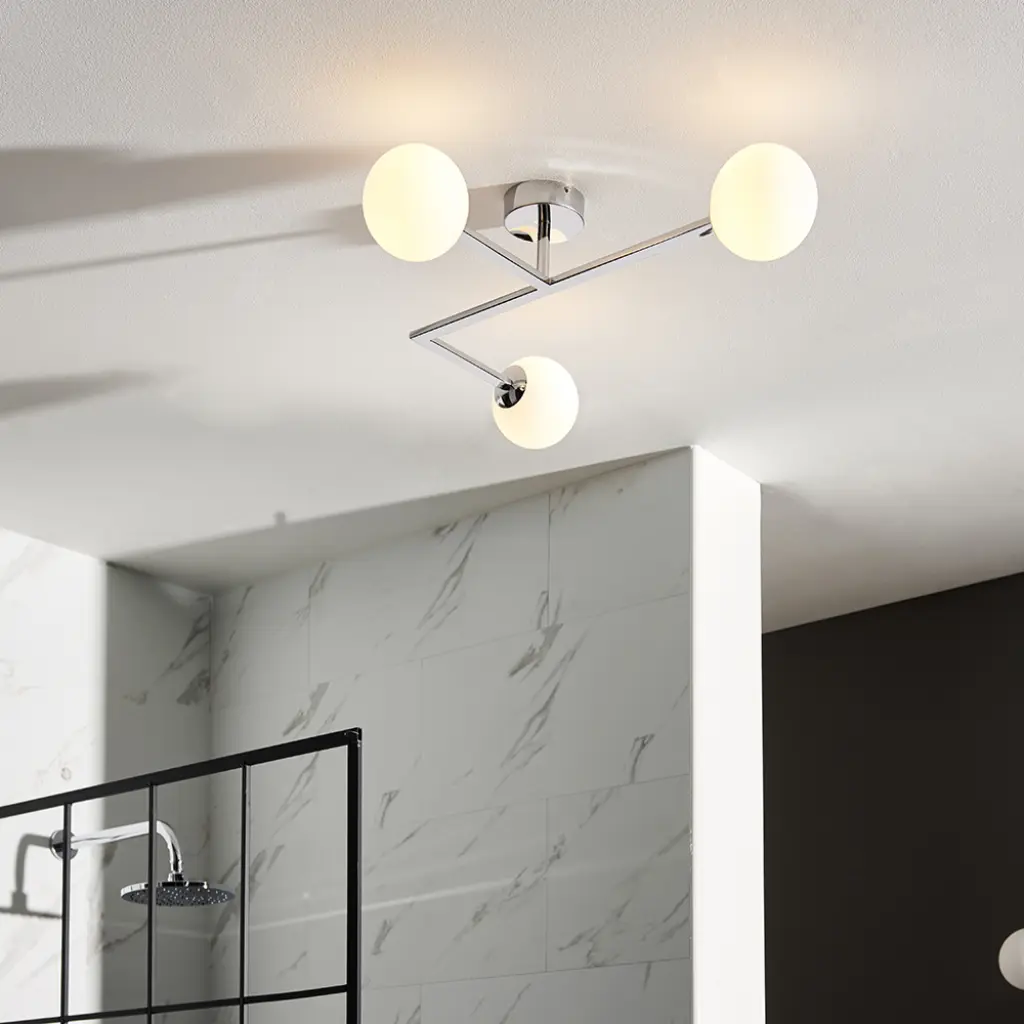 Stylish Chrome Angled Semi Flush Light