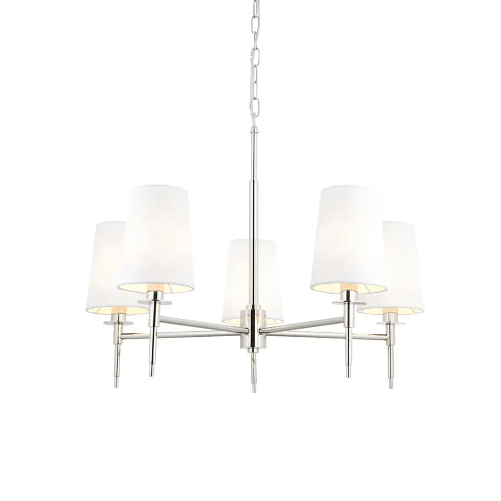 Roe Bright Nickel 5 Light Fitting C/W Shades