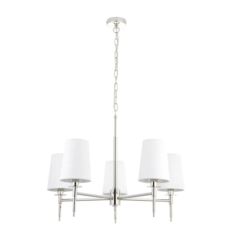 Roe Bright Nickel 5 Light Fitting C/W Shades