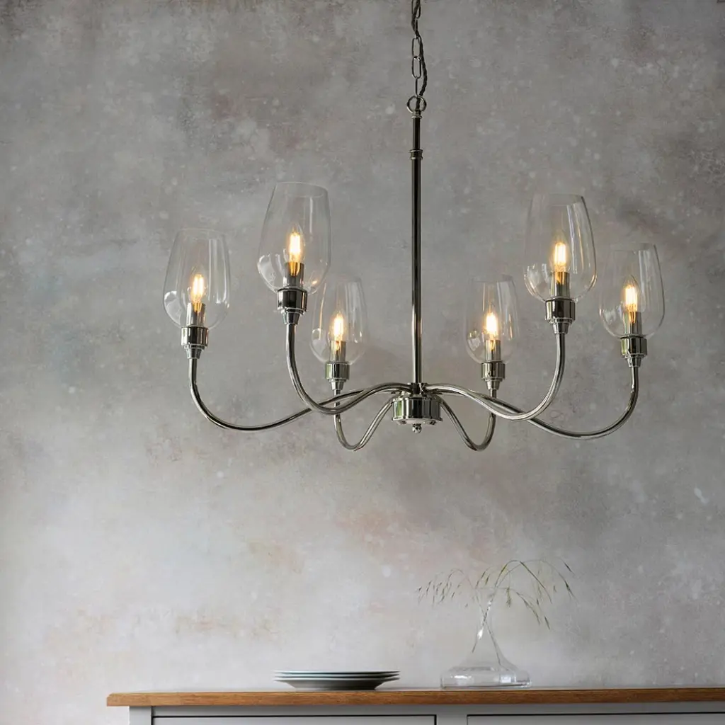 Pure 6 Light Bright Nickel Ceiling Light