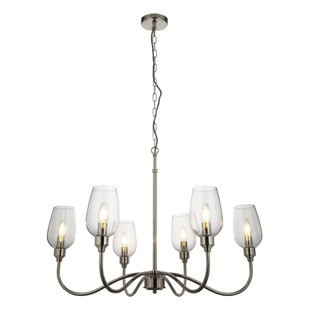 Pure 6 Light Bright Nickel Ceiling Light