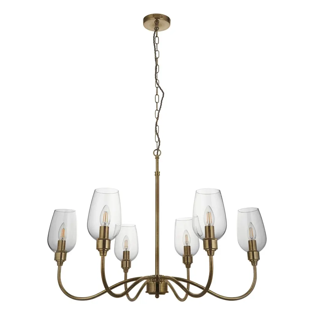 Pure 6 Light Antique Brass Ceiling Light