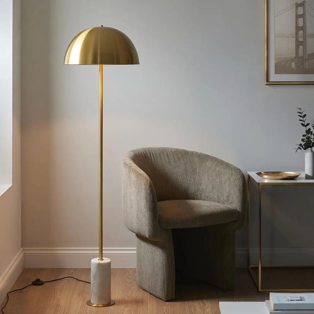 Emily Aged Brass & Marble Floor Lamp