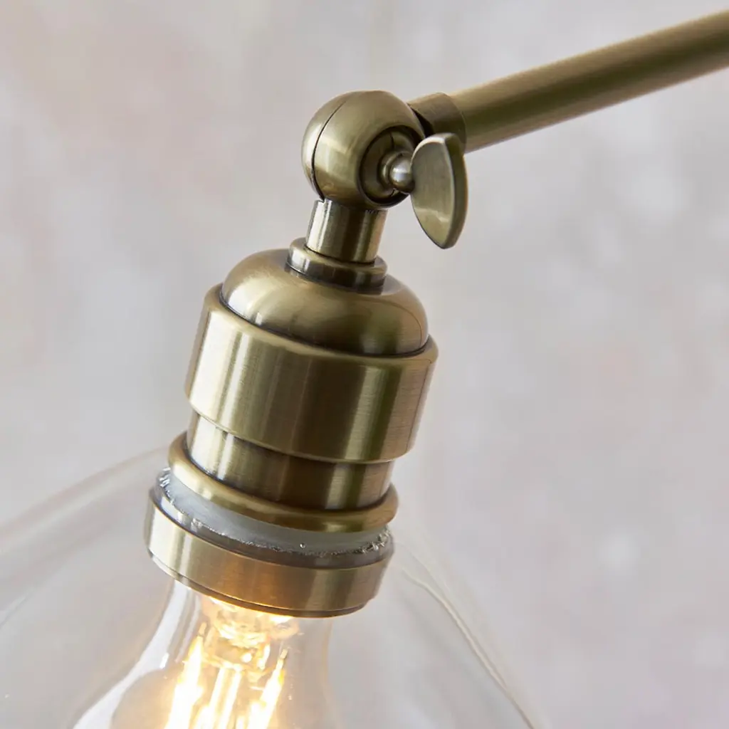 Lucy Antique Brass & Clear Glass Floor Lamp