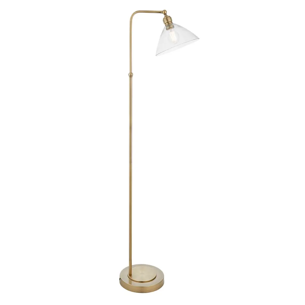 Lucy Antique Brass & Clear Glass Floor Lamp
